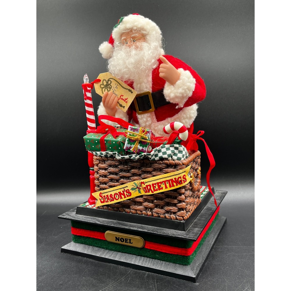 Holiday Creations Musical Santa Scene Animated Christmas Decor Light Up Noel Vtg